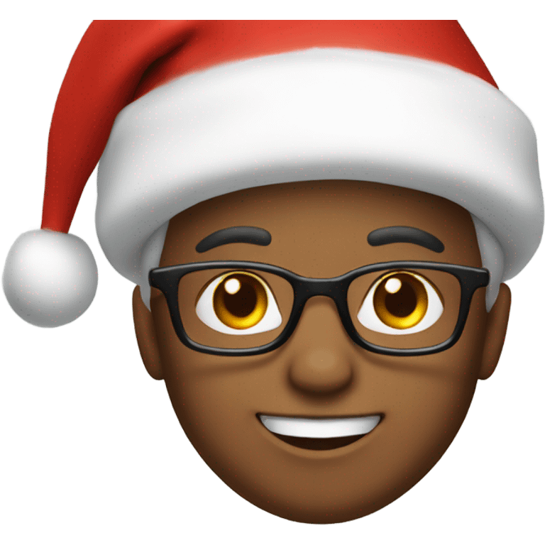 smiling boy with glasses Santa hat emoji