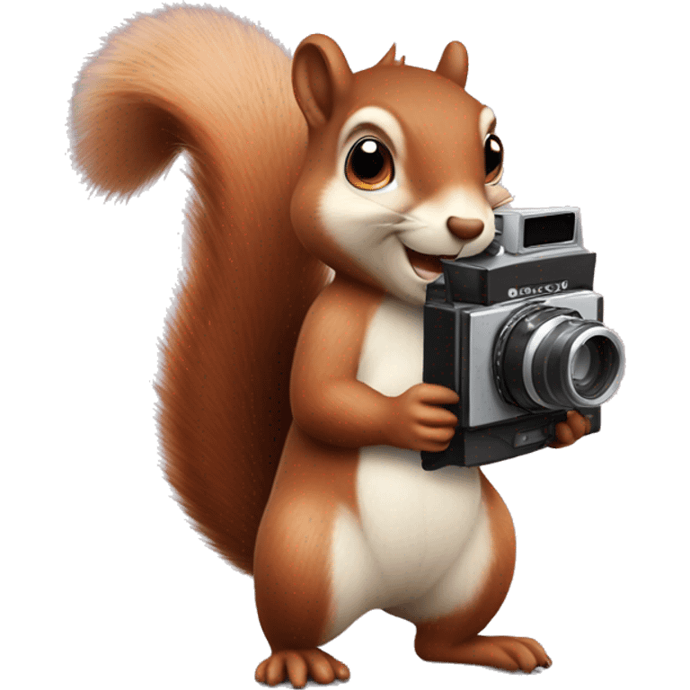 Cute squirrel holding Polaroid camera emoji