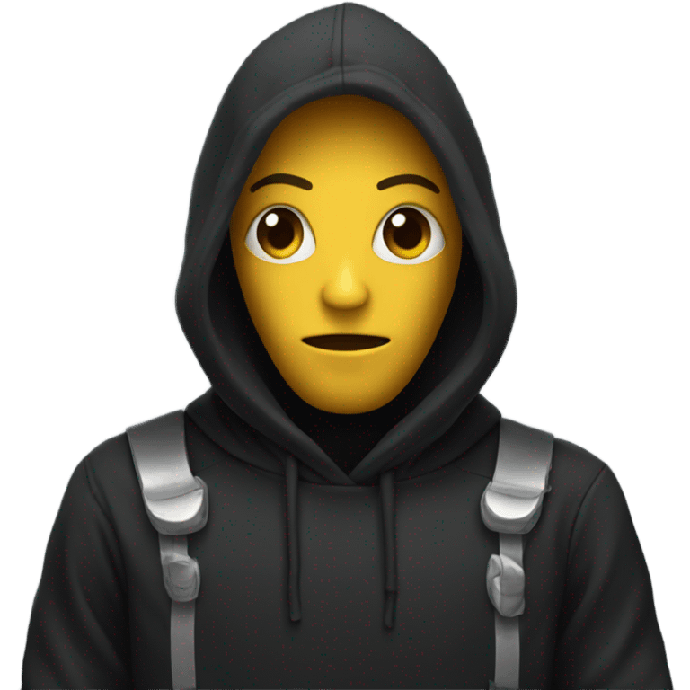 Robot wearing a black hoodie emoji