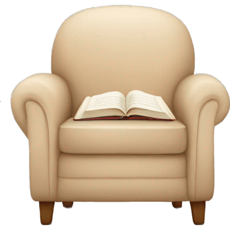 Beige Armchair with blanket and book emoji