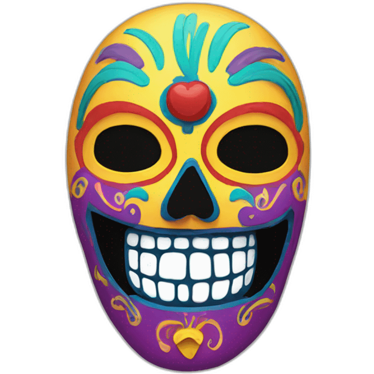 Colorful el muerte smiling mask emoji