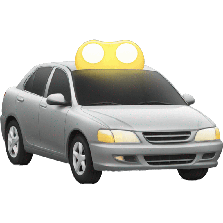 car with blinking light emoji