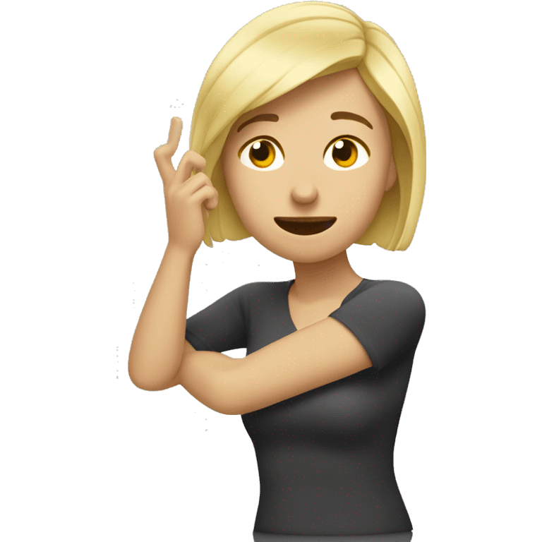 mujer rubia haciendo el dab emoji