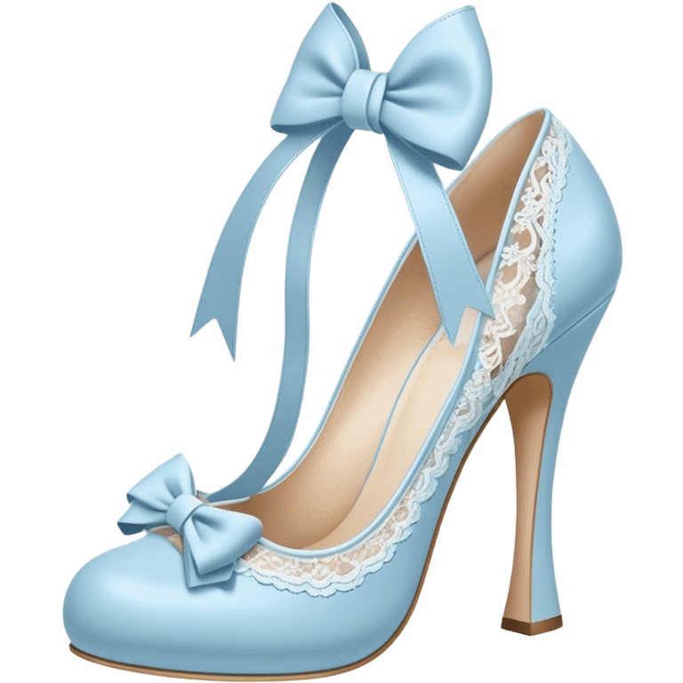 pastel blue heel with bow lace up emoji