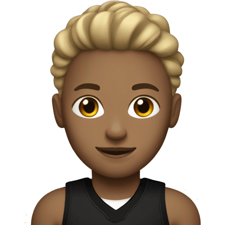 A blonde basketball player in a black uniform emoji