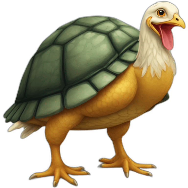 Poule sur une tortue emoji