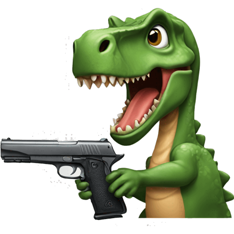 Dinosaur with pistol  emoji