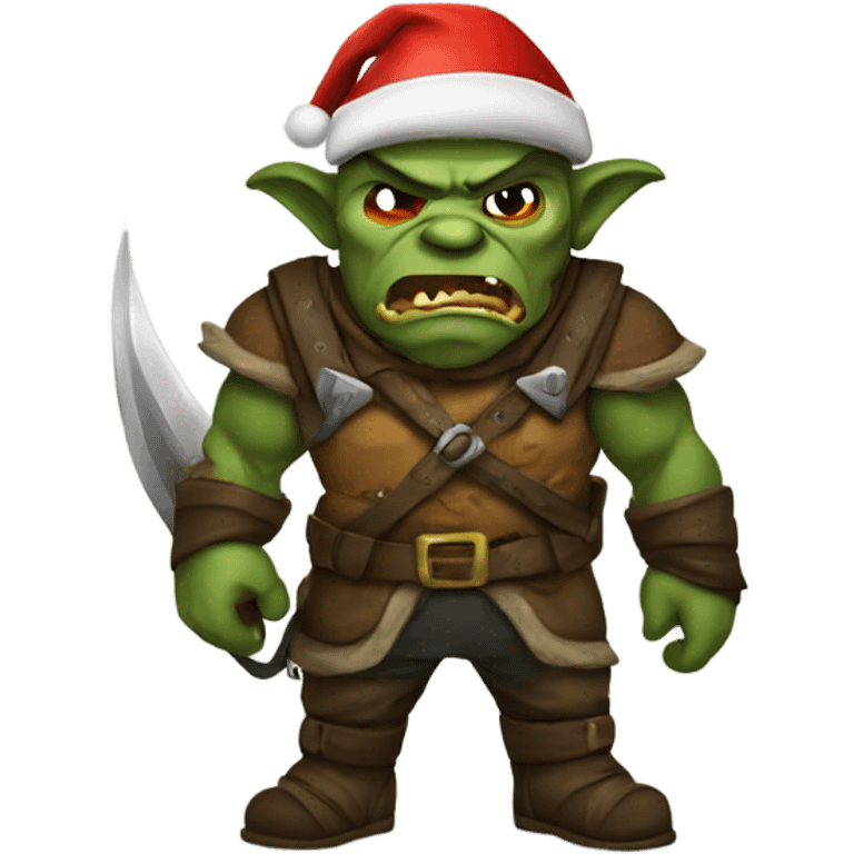 Fierce Orc ranger wearing santa hat emoji