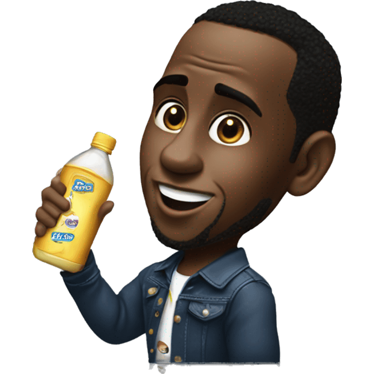 P diddy holding johnsons baby oil bottle emoji