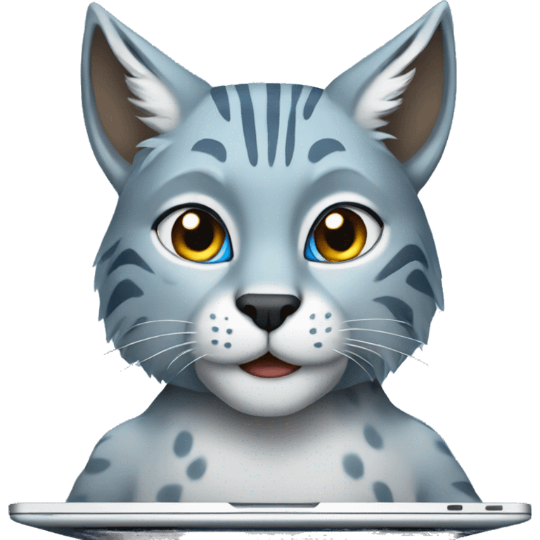 A blue lynx with a laptop emoji