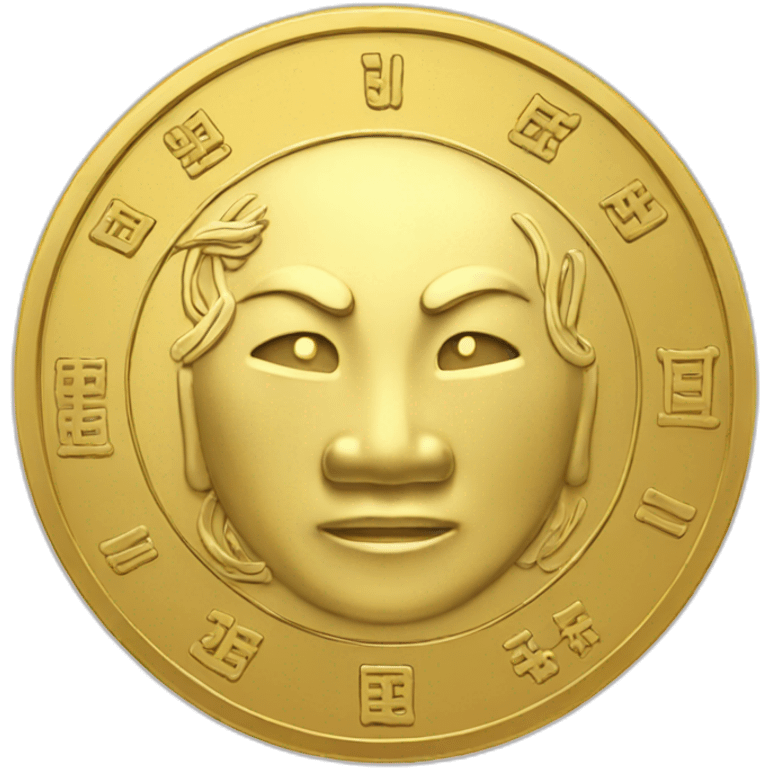 Gold coin with Chinese symbol on it  emoji