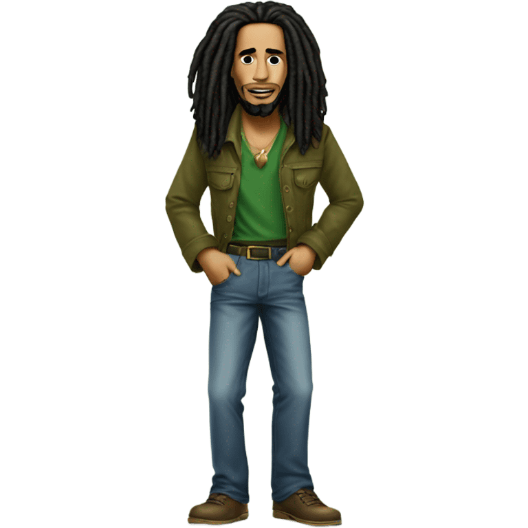 Bob Marley husband long hair, nice outfit standing  emoji