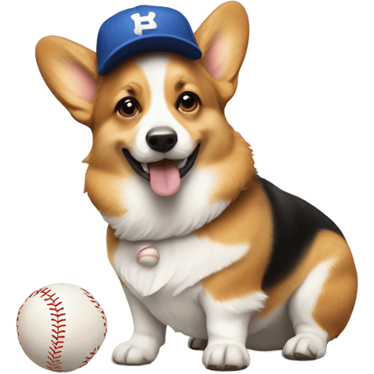 corgi with a baseball emoji