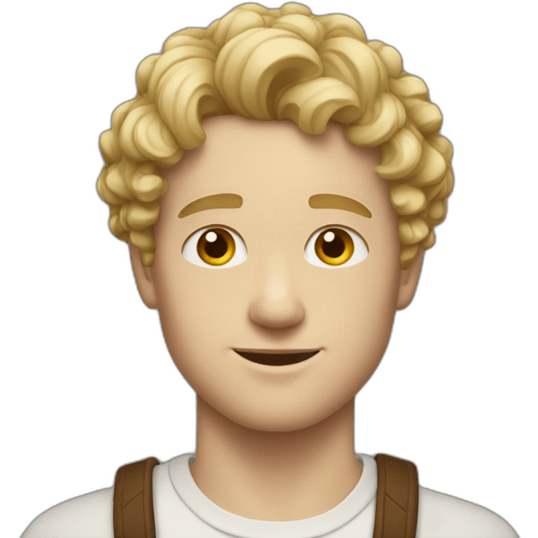 Young white man with short blonde curly hair who is a god emoji