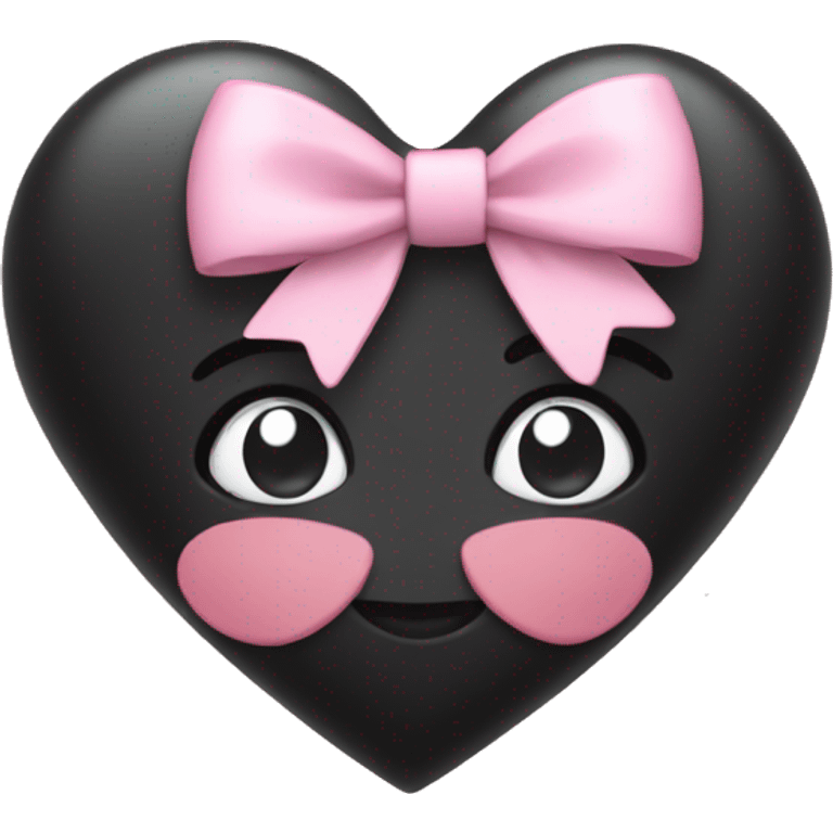 Black heart with baby pink bow emoji