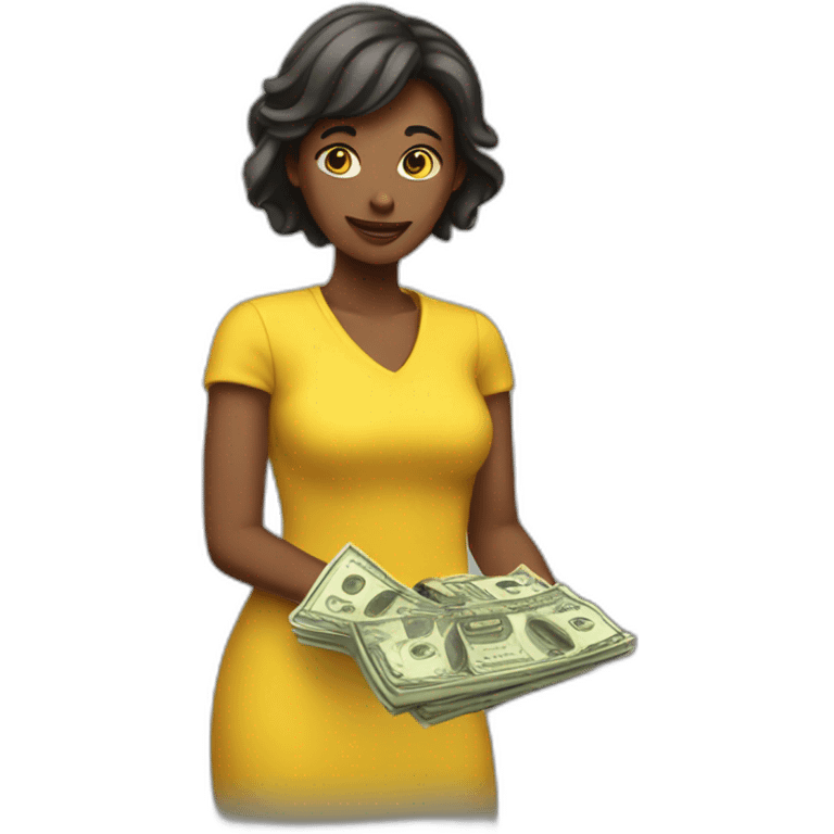 A Yellow woman having money in her hand emoji