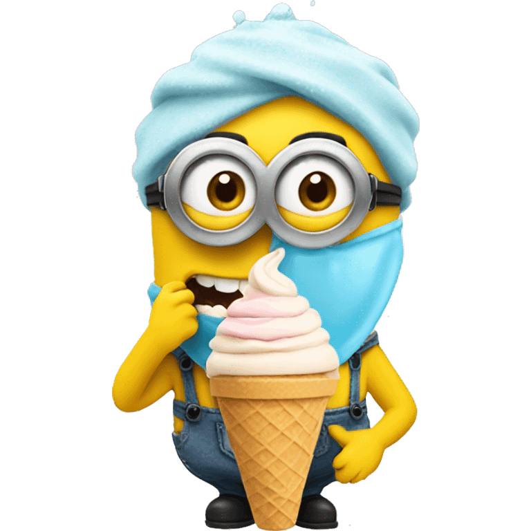 Minion eating ice cream emoji