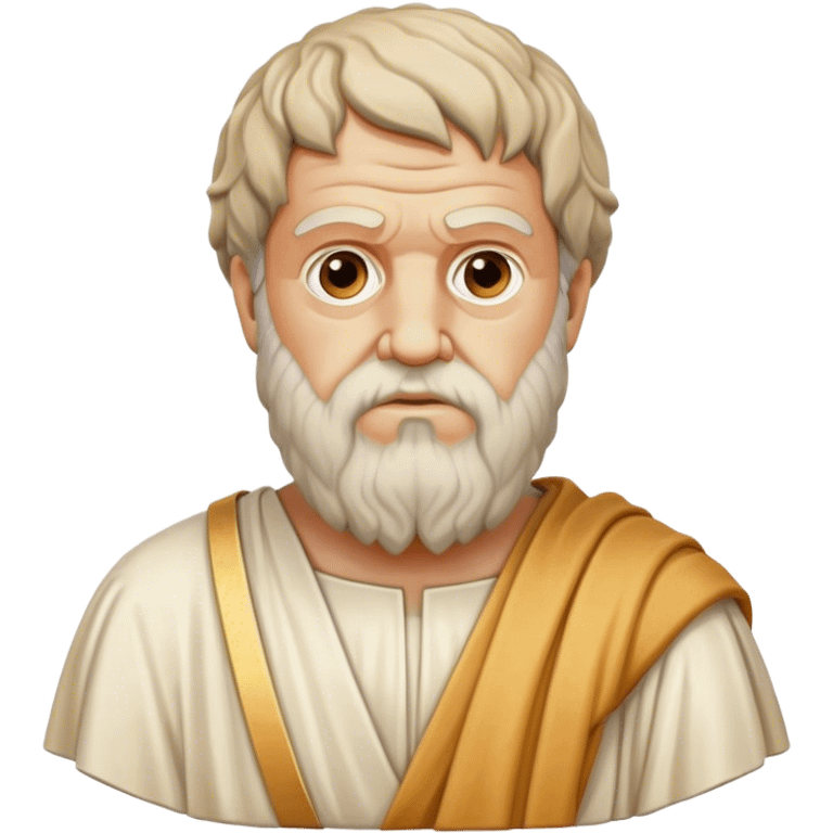 Cinematic Realistic Plato Portrait Emoji, depicted as a wise ancient philosopher with a contemplative expression in classical robes, rendered with soft textures and timeless serene lighting that captures his intellectual legacy. emoji