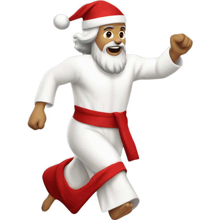 skipping sprint Jesus santa costume emoji