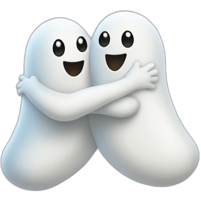 two hugging ghosts emoji