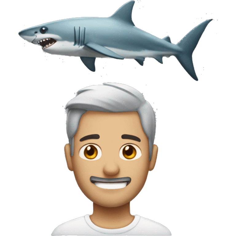 man with shark on head emoji