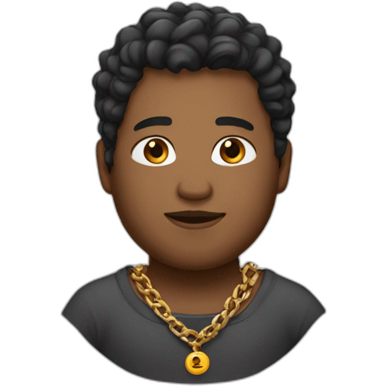 man Brown skin, chubby,gradient cut hair, chain around his neck emoji