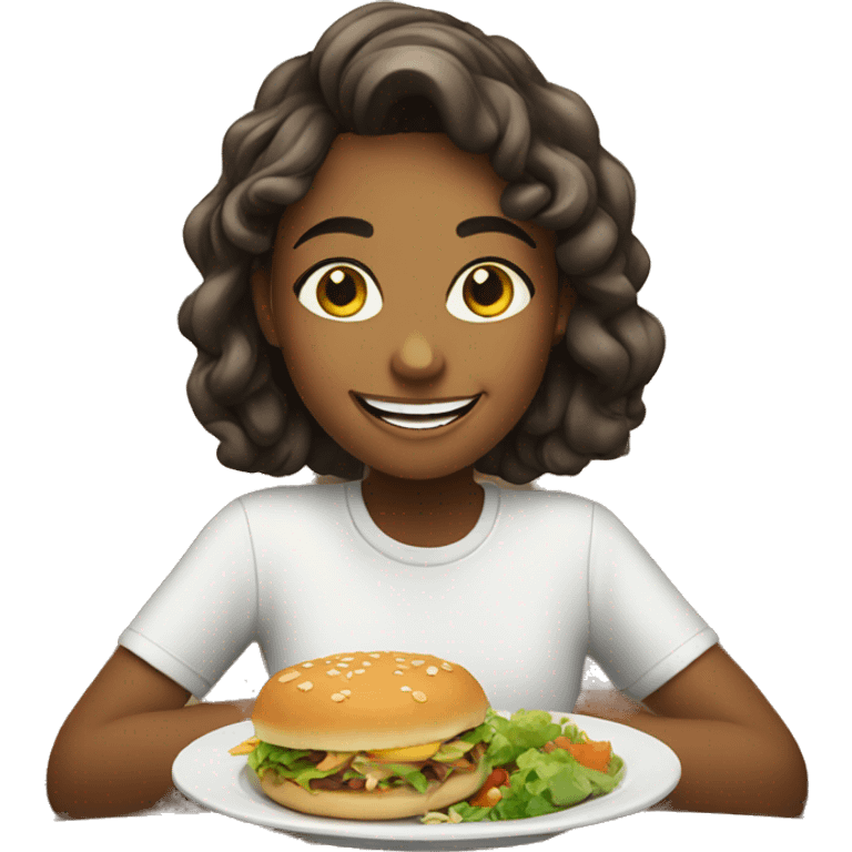 smiling girl enjoying food emoji