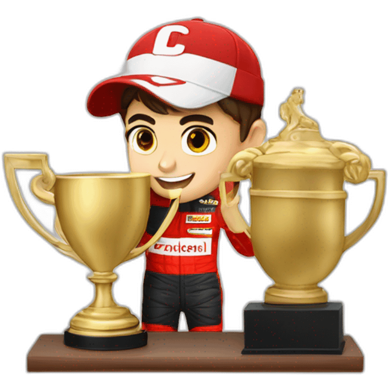 Charles Leclerc avec un trophee emoji