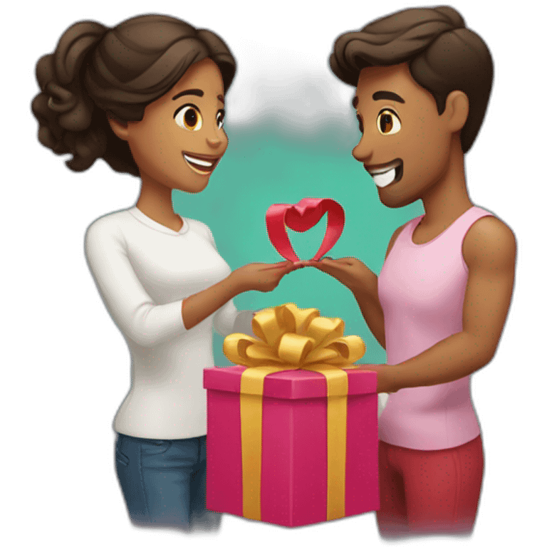 latin couple opening gift emoji