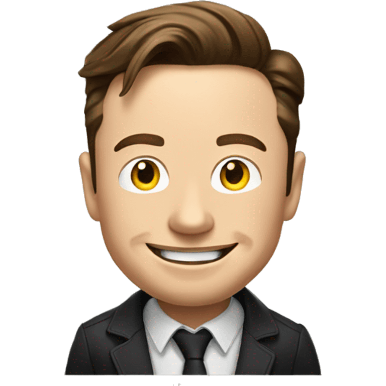 Elon musk with a happy face emoji next to him emoji