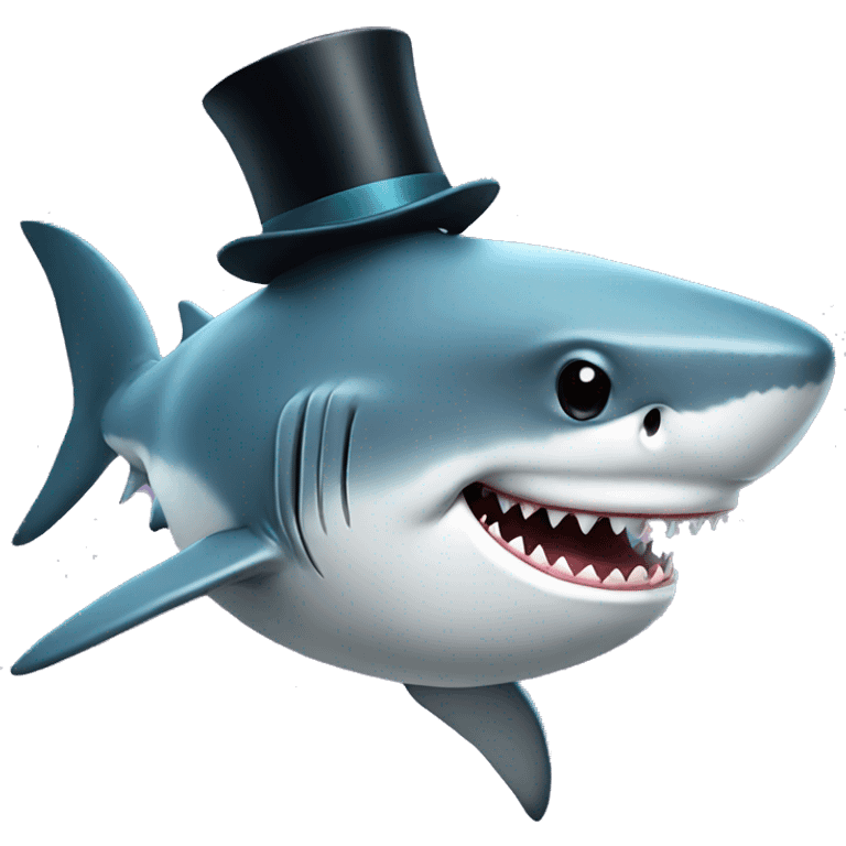 Shark with a top hat emoji