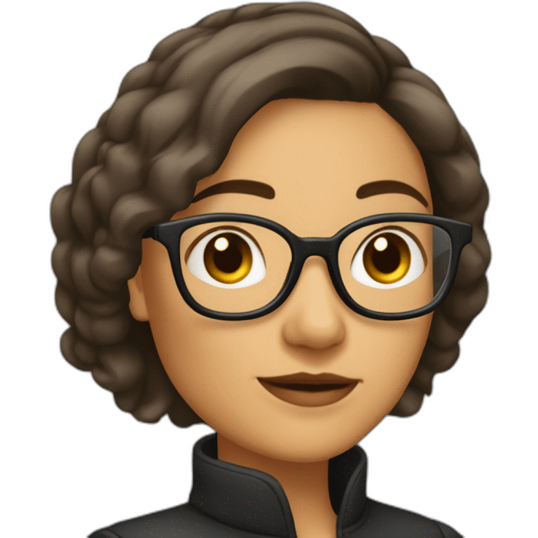 Femme brune coupe au carré court, avec lunettes carré emoji