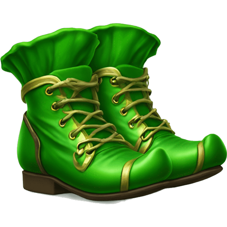 Realistic green pair of leprechaun elf shoes. emoji