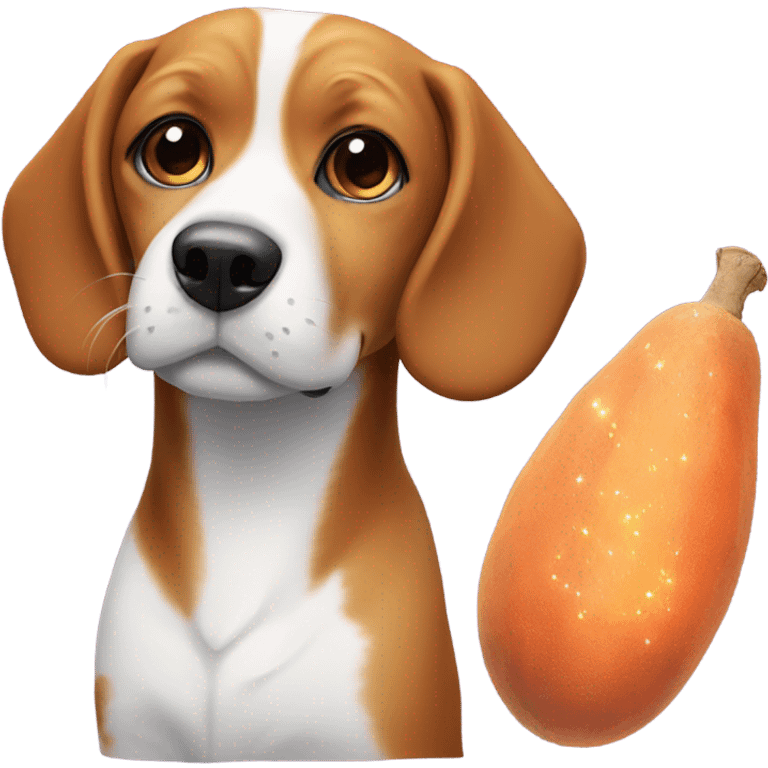 beagle with sparkles and a sweet potato  emoji