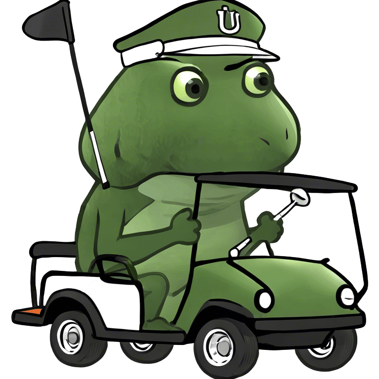 Bufo playing golf in a golf kart emoji