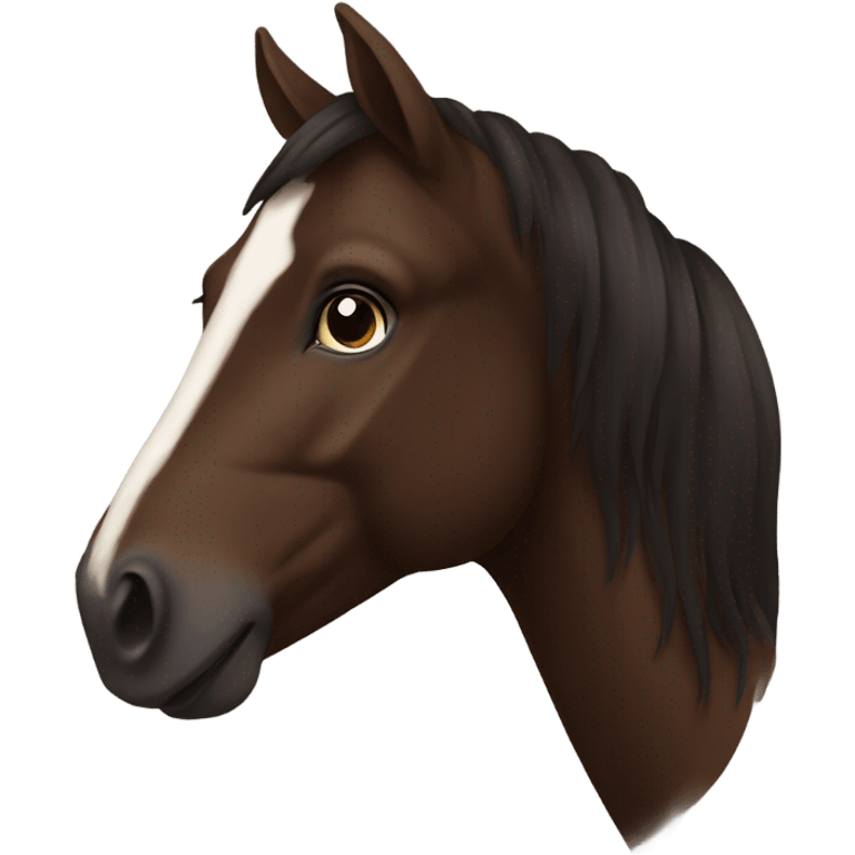 Dark brown horse with brown face  emoji