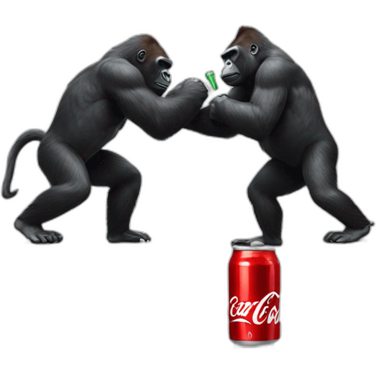 Gorilla fighting over coca cola emoji