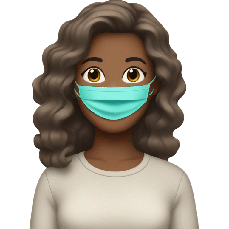 Girl with white skin brown hair in a blowout wearing a teal skincare face mask  emoji