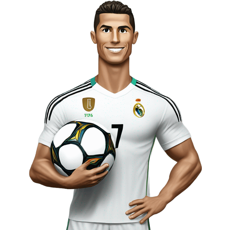 full-length football player Cristiano Ronaldo with a ball emoji