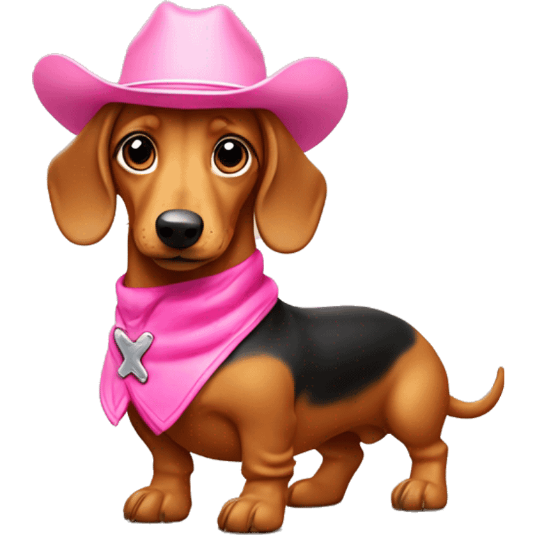 Full body blonde sausage dog wearing pink cowboyboots  emoji