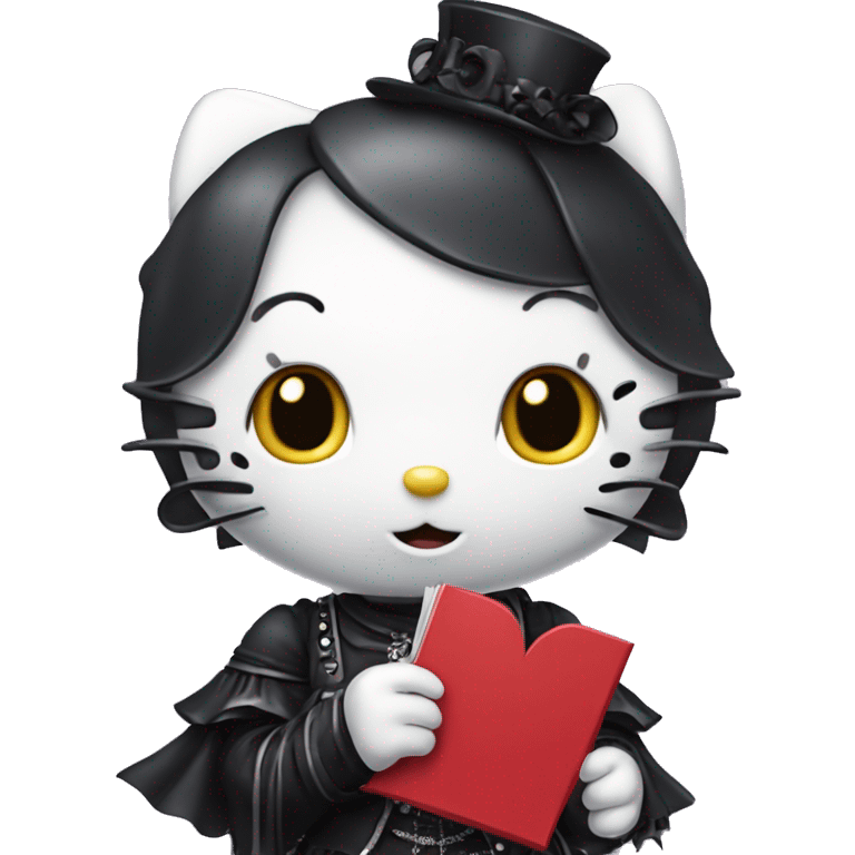 A Gothic hello Kitty holding the letter J ￼ emoji