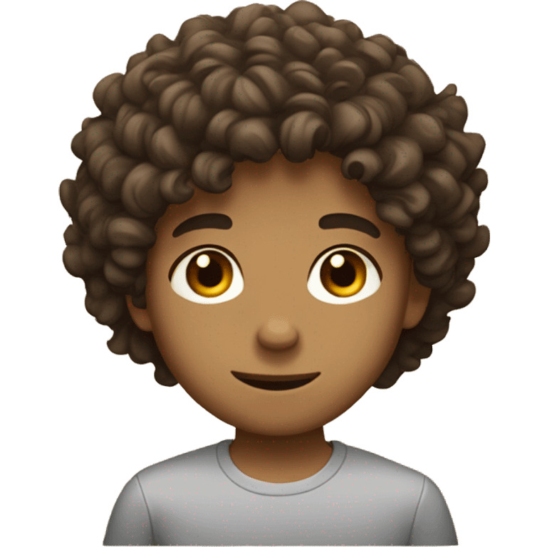 Boy with curly hair and brown hair brown eyes and his name is Diego emoji