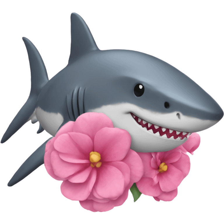 Pink shark with flower crown  emoji