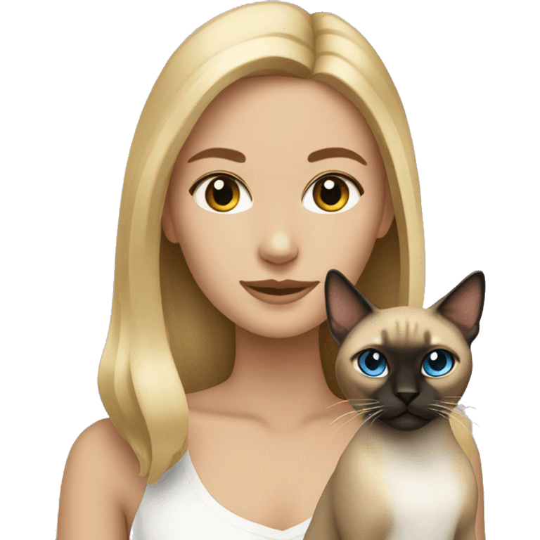 Dark blonde girl with Siamese cat emoji