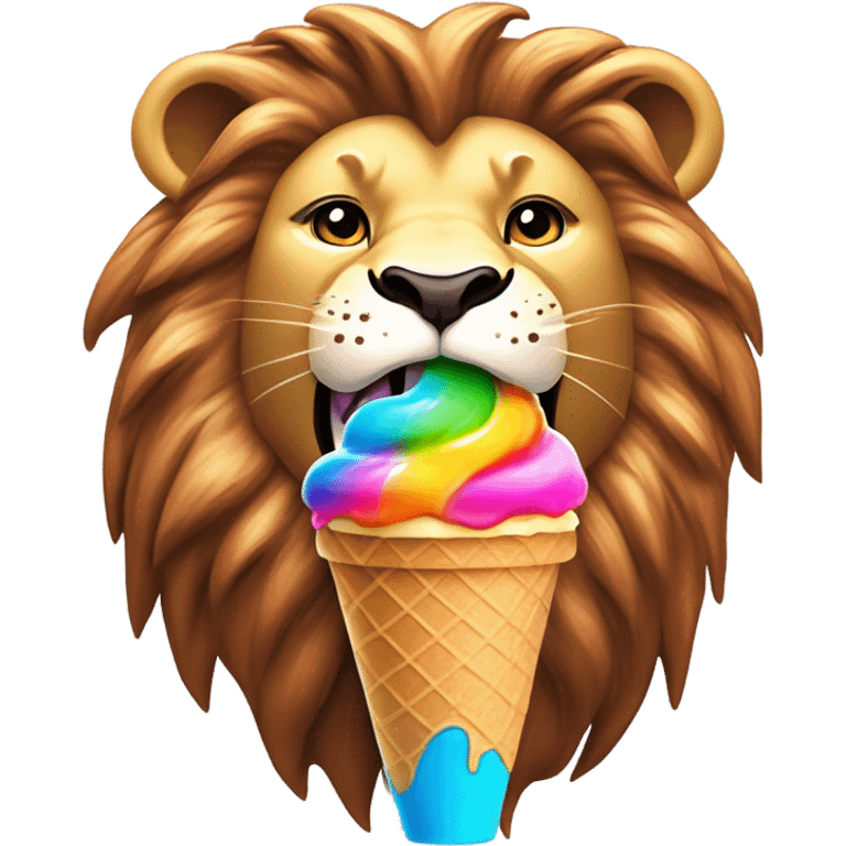 Lion eating a ice cream emoji