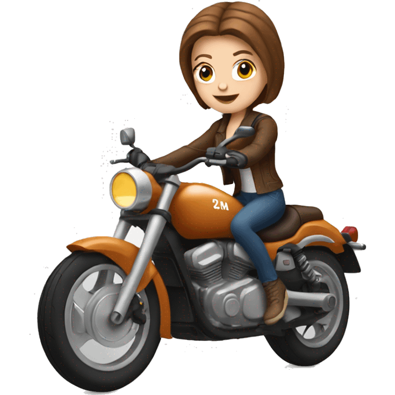 White girl with brown hair on motorcycle  emoji