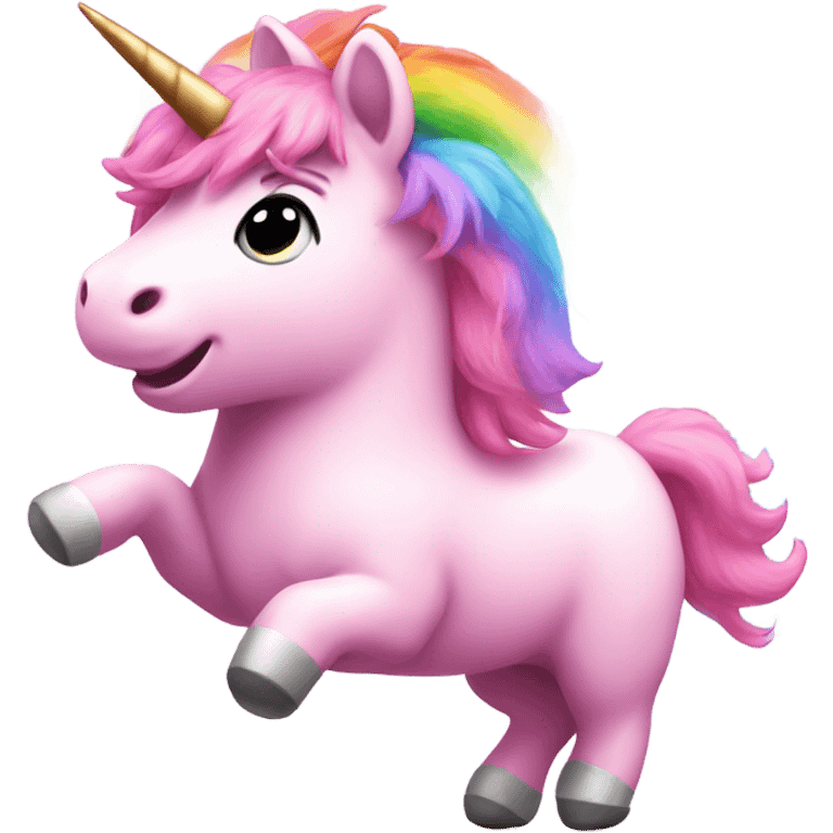 Pink fluffy unicorn dancing on a rainbow  emoji