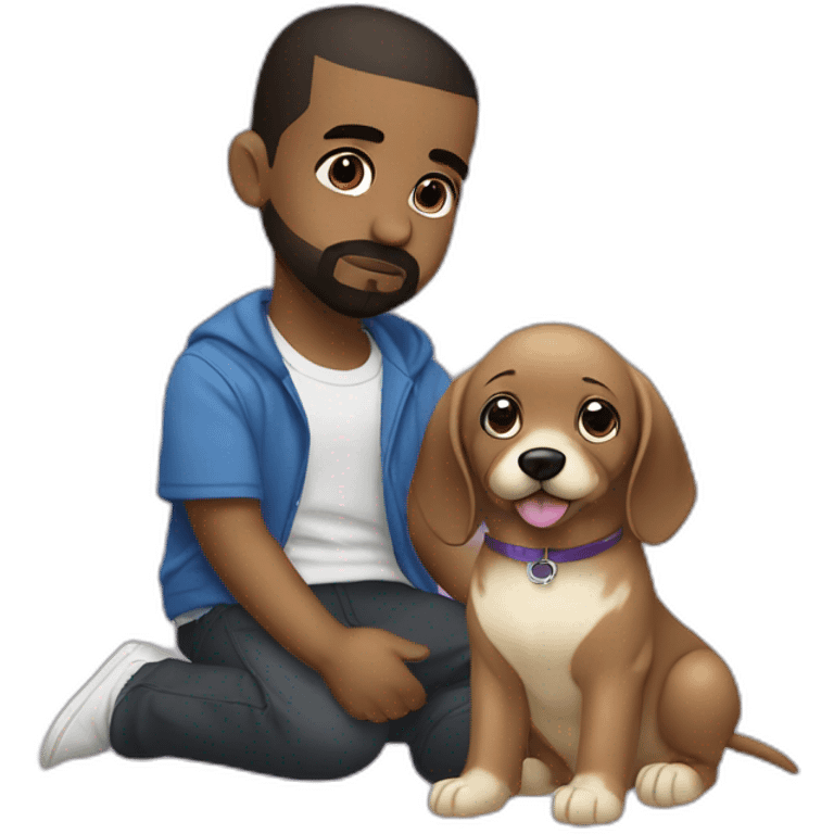 drake and kanye west baby petting a purple dog emoji