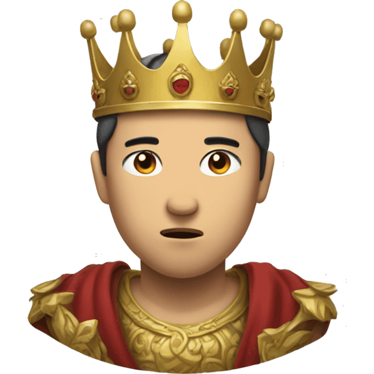 fair asian expressionless face wearing a king's crown emoji