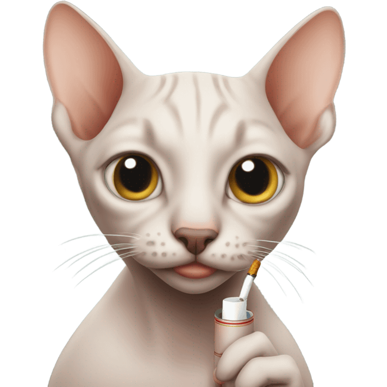 A hairless cat smoking  emoji